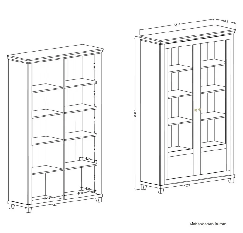 Lomadox Vitrine EPSOM-83 grün Landhaus mit Lefkas Eiche Nb. Knopfgriffe Messing 126/200/42 cm, Grün, – Produktbild 4 von 4