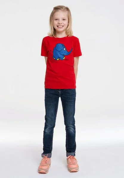 LOGOSH!RT LOGOSH!RT - Die Sendung mit der Maus - Elefant - Törö - Bio T-Shirt Print, Rot, – Produktbild 3 von 4