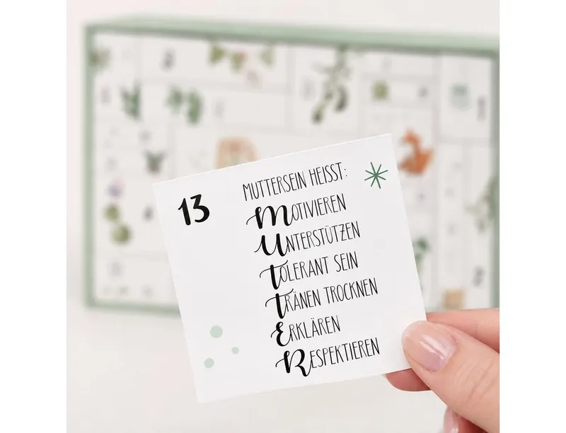Mami-Countdown Adventskalender Adventskalender für Schwangere 2026 mit 24 Türchen – Limited Edition (Set), Für Mama & Baby, inkl. Online-Adventskalender, Schmuckfarbe wählbar, Goldfarben, – Produktbild 3 von 5