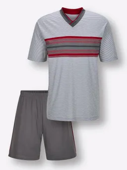 wäschepur men Shorty anthrazit-kirsche-gestreift – Produktbild 1 von 1