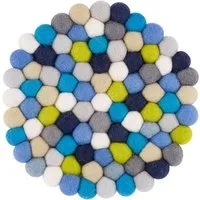 myfelt myfelt Filzkugel Topfuntersetzer (⌀ 20 cm), Multifarben blau / grün/ weiß (fritz), – Produktbild 1 von 1