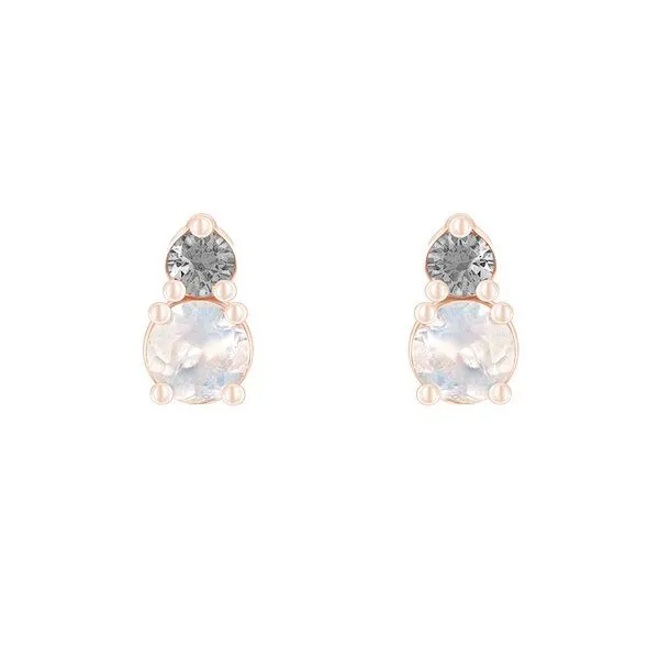 Eppi Eppi Ohrringe mit Mondsteinen und Salt und Pepper Diamanten Josse, Rosa, – Produktbild 3 von 4