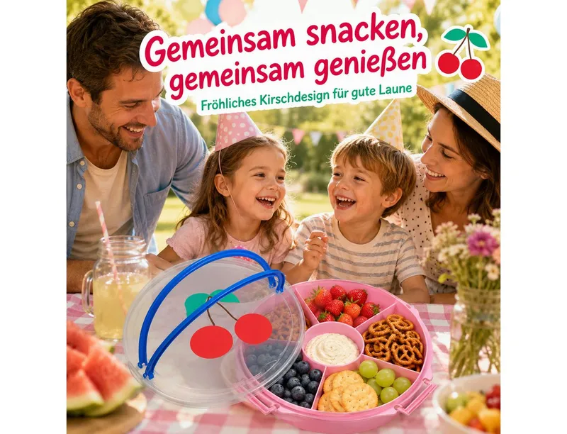 RICE RICE Lunchbox Rice Serviertablett mit Deckel - Rosa Kirsche, Kunststoff, (1-tlg), Rosa, – Produktbild 5 von 5