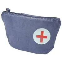MelaDi Meladi Vintage Accessoire-Tasche aus Biobaumwolle - Rotes Kreuz auf Vintage-Blau – Produktbild 1 von 2
