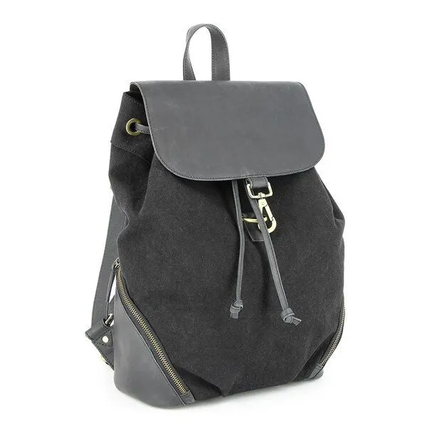 GLOBO Fair Trade GLOBO Fair Trade City Rucksack PALI aus Canvas & mattem Ökoleder, Schwarz, – Produktbild 3 von 4