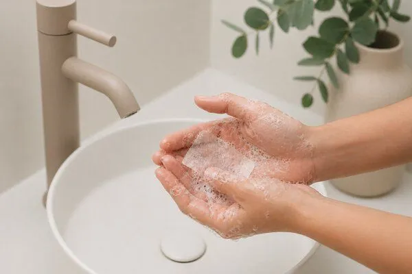 schaumschlaeger.in schaumschlaeger.in Seifenblätter für Reisen, Festivals & Outdoor – plastikfrei & ohne Duftstoffe (100 Blätter Seife), Silber, – Produktbild 3 von 4