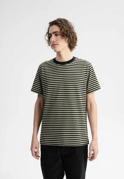 MELA MELA T-Shirt schwer Style PRAVIN aus 100% Bio-Baumwolle, Tea leaf / schwarz gestreift, – Produktbild 1 von 4