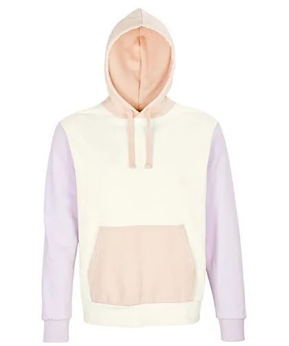 Sol's Sol's Unisex Hooded Sweatshirt Collins 3-farbig Bio Baumwolle Recyceltes Polyester Vegan, Off white/creamy pink/creamy b, – Produktbild 2 von 4