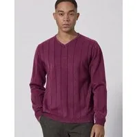 HempAge HempAge Gestreifter Strickpullover Hanf/Biobaumwolle Normal Fit, Wine (rot), – Produktbild 1 von 1