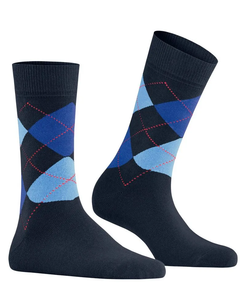 Burlington Burlington Socken Queen Einheitsgröße 36-41, Argyle-Muster, gekämmte Baumwolle, Blau, – Produktbild 2 von 5