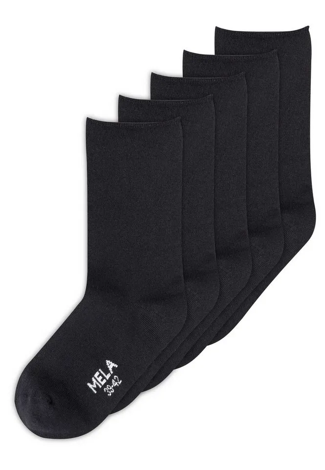 MELA MELA Socken Rollsaum Socken 5 Paare Frei von Polyester und Polyamid, Schwarz, – Produktbild 1 von 1