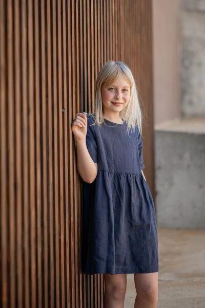 PETER JO PETER JO Kleid Lavanda aus Leinen, Blau, – Produktbild 2 von 3