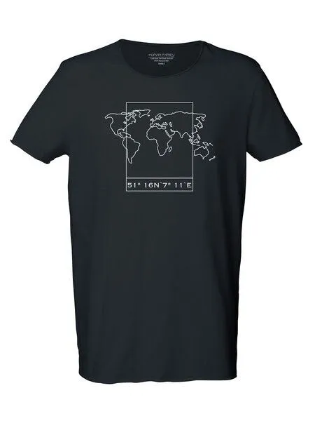 Human Family Human Family Bio Herren Sommer T-Shirt "Surfs - Worldmap", Schwarz, – Produktbild 1 von 2