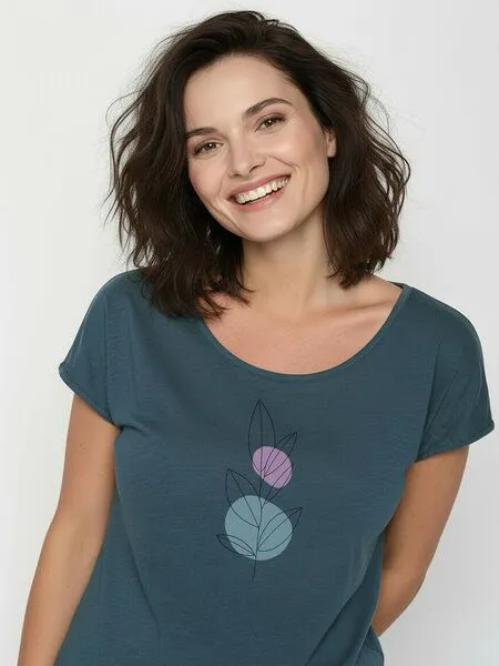 GreenBomb GREENBOMB Bloom Classic Cool - Lässiges T-Shirt aus Bio-Baumwolle / hochwertiger Print / GOTS / Fair & Vegan, Blau (ash blue), – Produktbild 2 von 4