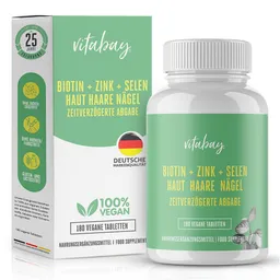 Vitabay Vitabay D-Biotin 10 mg Depot + Selen 110 mcg + Zink 10 mg Tablet – Produktbild 1 von 1
