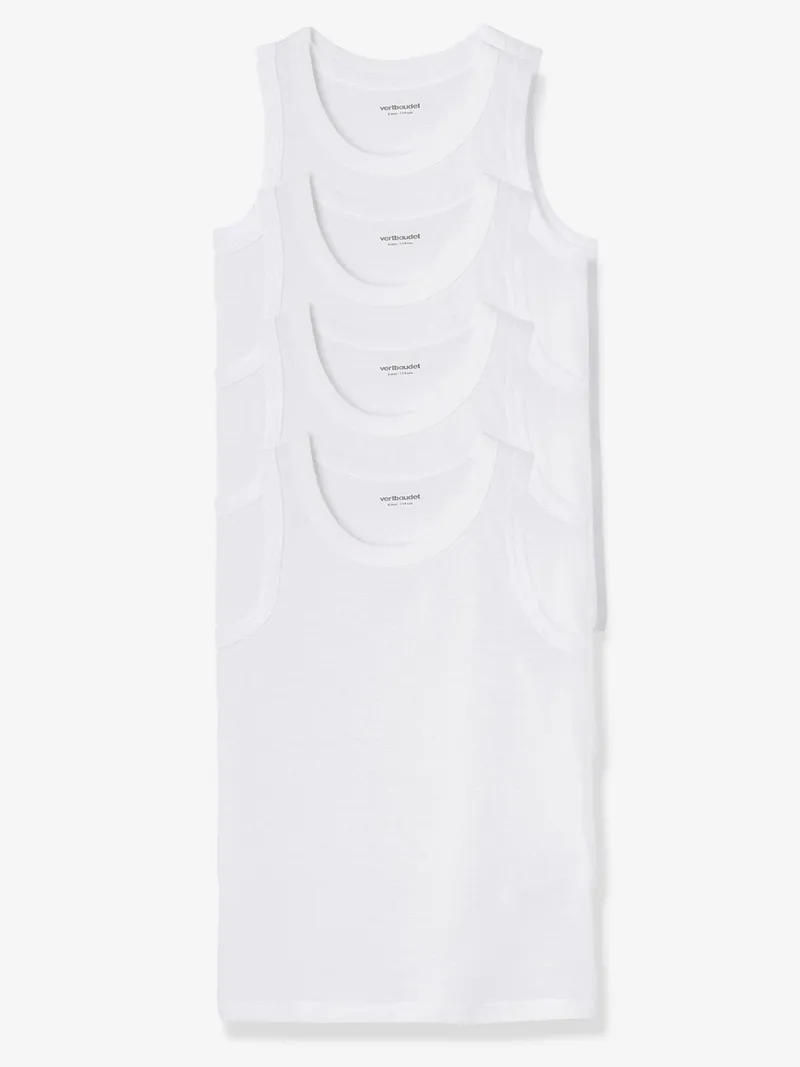 Vertbaudet 4er-Pack Trägershirts für Kinder BASIC, Weiß, – Produktbild 2 von 2