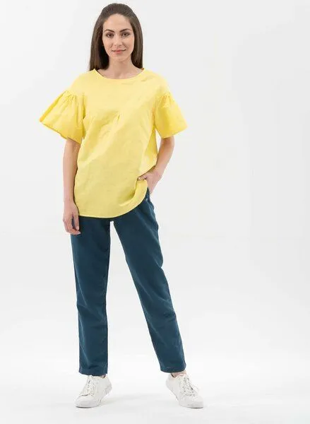 ORGANICATION ORGANICATION Bluse aus Leinen mit Bio-Baumwolle, Lemonade, – Produktbild 2 von 4