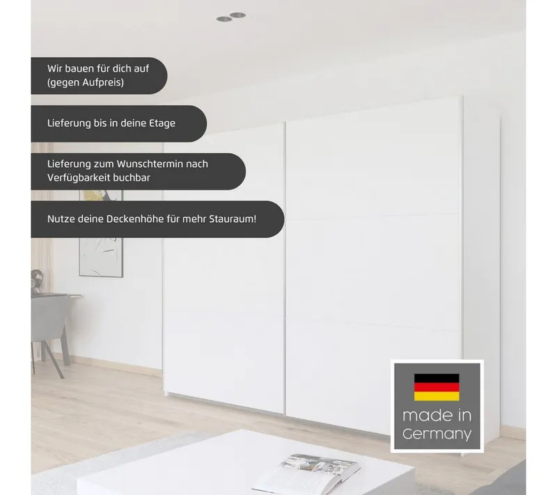 Rauch Rauch Schwebetürenschrank Kleiderschrank Drehtürenschrank Schrank Garderobe KRONACH (in 3 Ausstattungen BASIC/CLASSIC/PREMIUM, Breiten 131/175/218/261 cm) optional ohne, mit 1 oder 2 Spiegel, viel Stauraum MADE IN GERMANY, Grau, – Produktbild 5 von 8