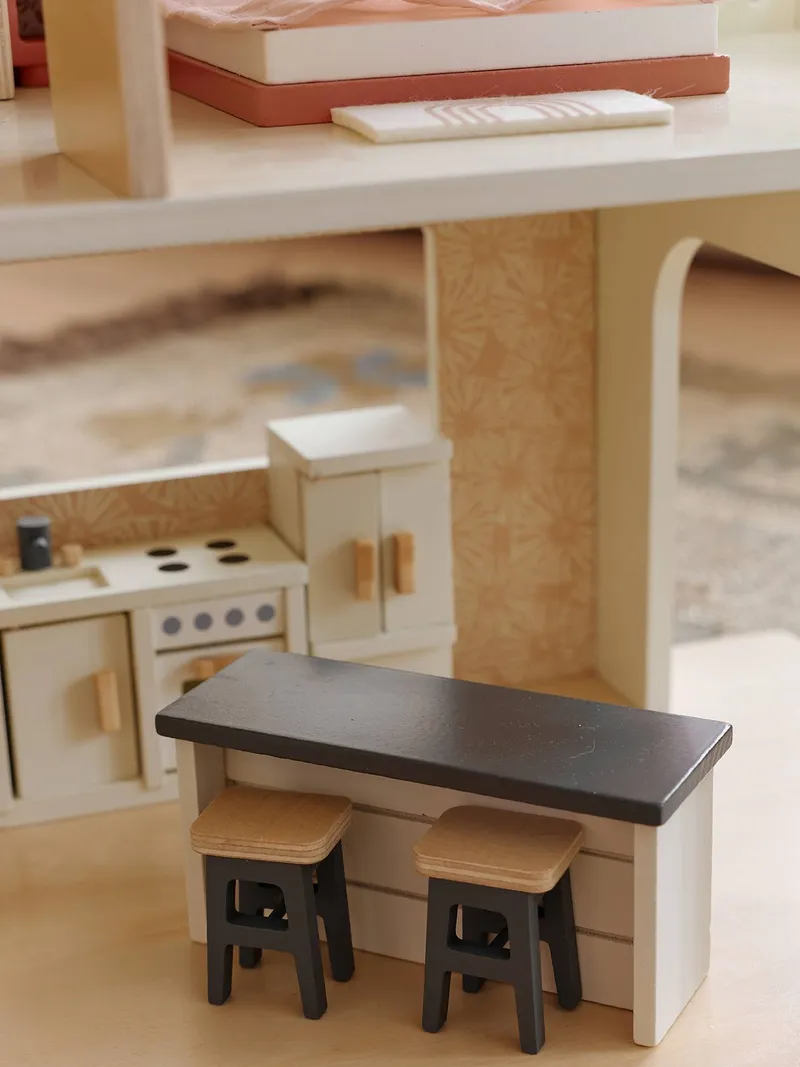 Vertbaudet Moderne Puppenhaus aus FSC®-Holz, Braun, – Produktbild 3 von 4