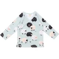 Walkiddy Kinder Langarmshirt GOTS-zertifiziert aus Bio-Baumwolle mintgrün mit Schaf-Motiv „Fluffy Sheeps“ – Walkiddy – Produktbild 1 von 1