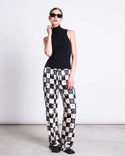 JAN N JUNE JAN N JUNE Weite Mid Rise Hose STRATH, Floral square print, – Produktbild 1 von 4