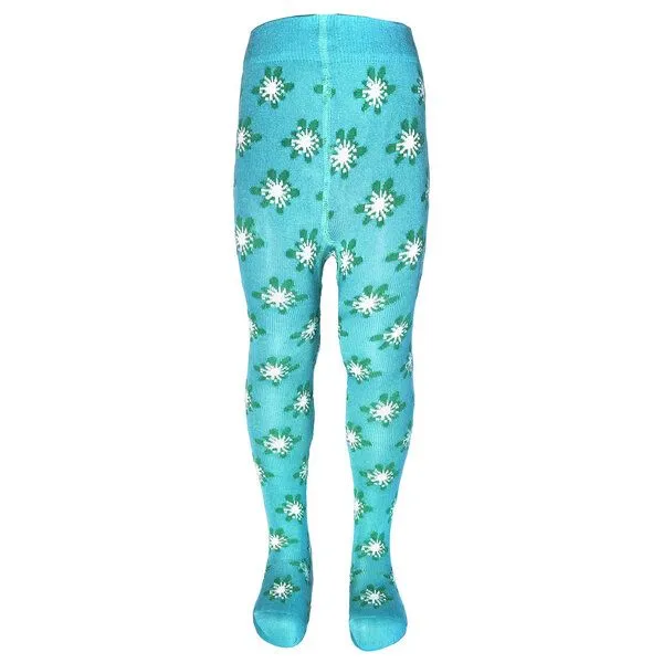 BLS Organic BLS Organic Kinderstrumpfhose mit Blumenmuster, Grün, – Produktbild 1 von 1