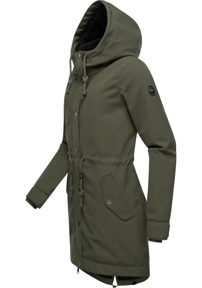 ragwear ragwear Kurzmantel Canny Canvas Wasserdichter Damen Wintermantel mit Kapuze, Grün, – Produktbild 2 von 4