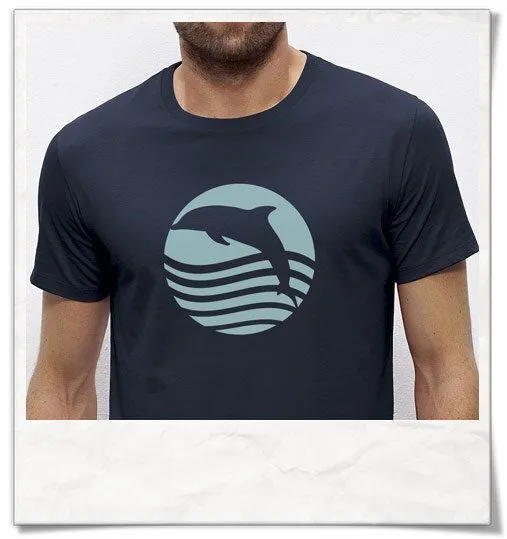 Picopoc Picopoc T-Shirt Delfin, Sonnenuntergang mit Delphin, Blau, – Produktbild 3 von 4