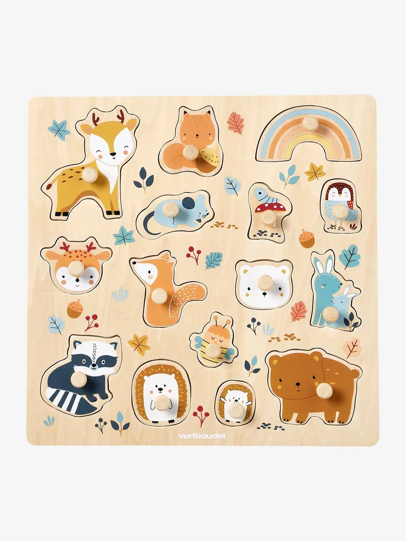 Vertbaudet Baby Steckpuzzle WALDFREUNDE aus Holz FSC®, Orange, – Produktbild 1 von 4
