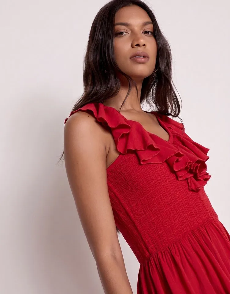 Apricot Apricot Midikleid Rüschen, Rot, – Produktbild 1 von 4