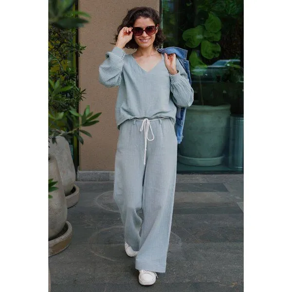 Hutch&Putch Hutch&Putch Musselin-Hose "Lea", Aquamarine, – Produktbild 1 von 3
