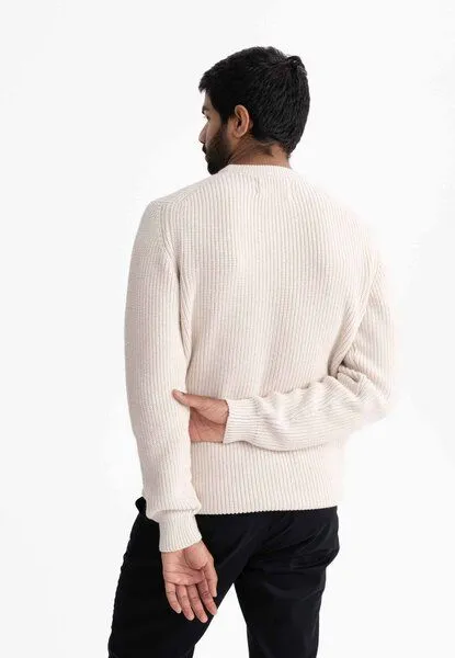 MELA MELA Strickpullover RAVI aus 100% Bio-Baumwolle, Cream melange, – Produktbild 3 von 4