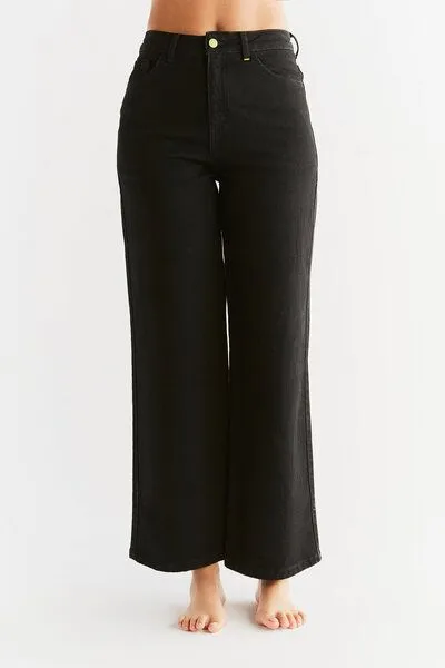 Evermind Evermind W's Wide Leg Jeans-WE1010, Coal black, – Produktbild 3 von 5