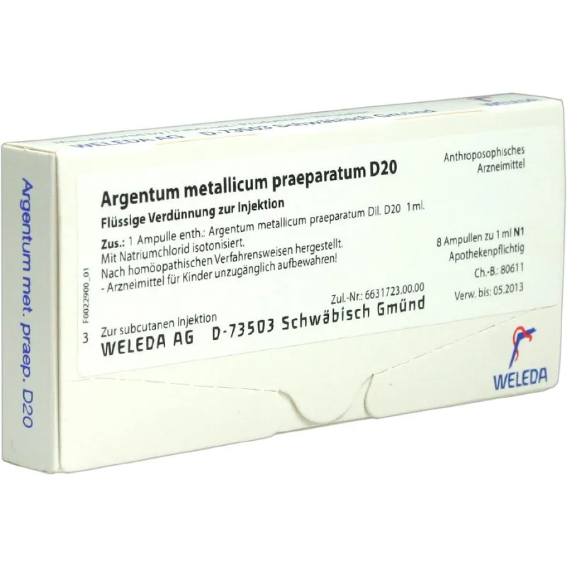 Weleda WELEDA ARGENTUM METALLICUM praeparatum D 20 Ampullen 8 St Ampullen – Produktbild 1 von 1