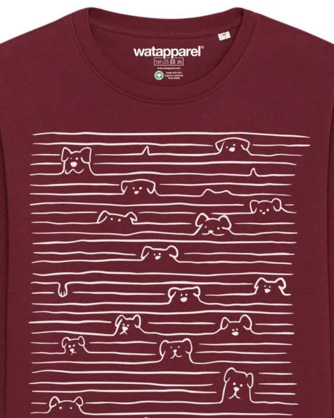 watapparel watapparel Sweatshirt Unisex Doodle Dogs, Burgundy, – Produktbild 3 von 3