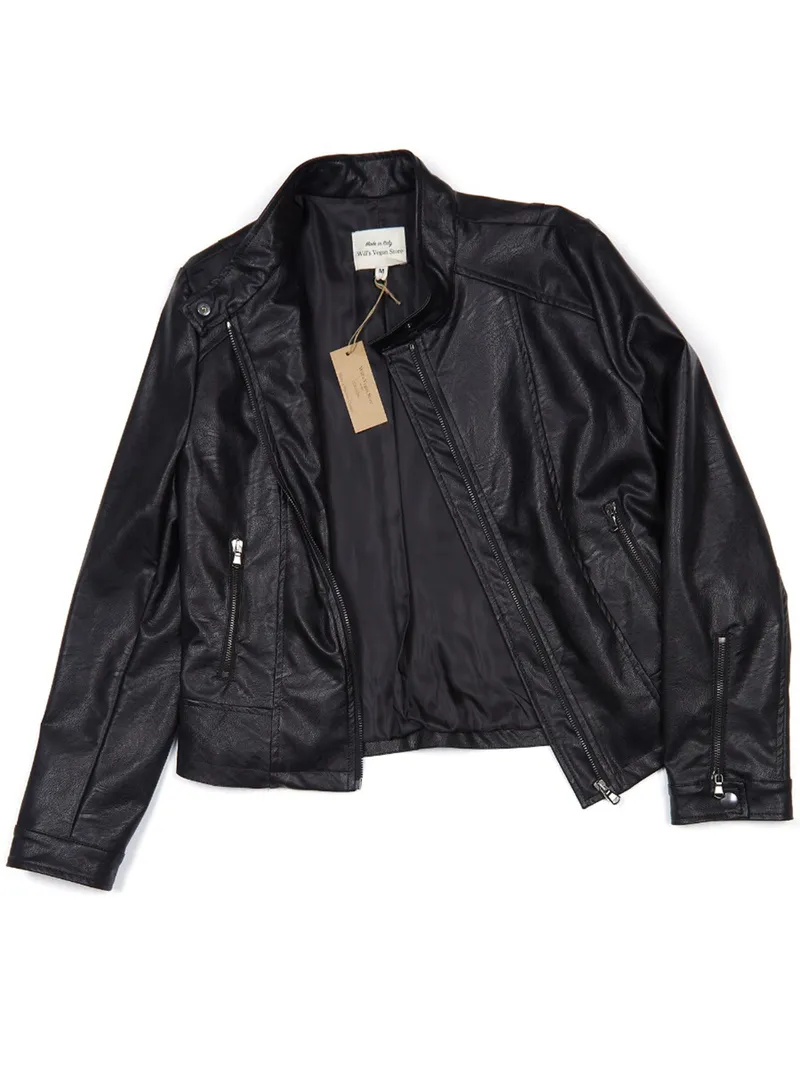 Will's Vegan Store Will's Vegan Store Damen vegan Racer Jacke Veganes Leder Schwarz, Schwarz, – Produktbild 2 von 3