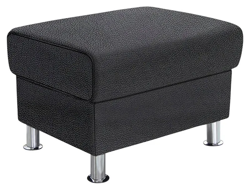 TRENDMANUFAKTUR Hocker Rondo 67 cm, Fußhocker, komfortabel, Federkern optional, Chromfüße, Fußhocker wahlweise mit Federkern, in verschiedenen Bezügen bestellbar, Schwarz, – Produktbild 3 von 5