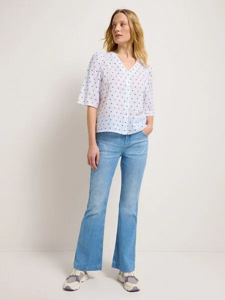 LANIUS LANIUS 3/4-Arm Bluse aus Bio-Baumwolle, Print polka dots green, – Produktbild 3 von 4