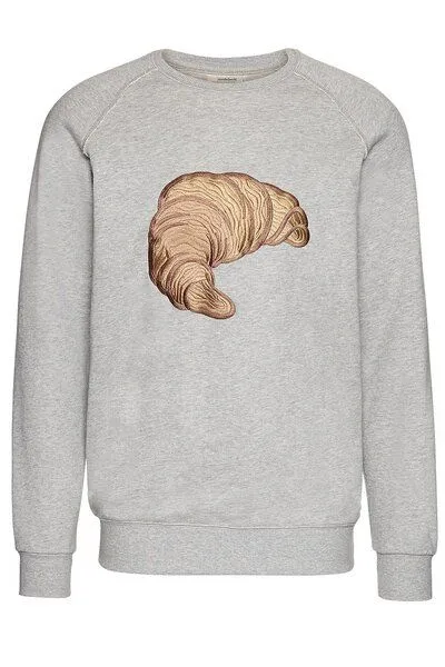Wunderwerk Wunderwerk Herren Pullover aus Bio-Baumwolle "croissant embroidery", Grau (silver grey melange 340), – Produktbild 3 von 4