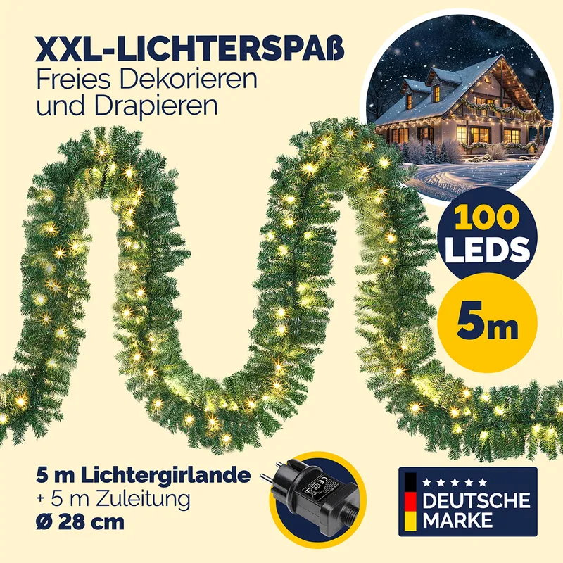 Casaria® Weihnachtsgirlande 5m 2er-Set inkl Fernbedienung – Produktbild 2 von 2