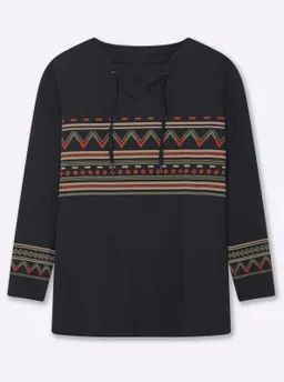 sheego Shirt schwarz-beige-bedruckt – Produktbild 1 von 1