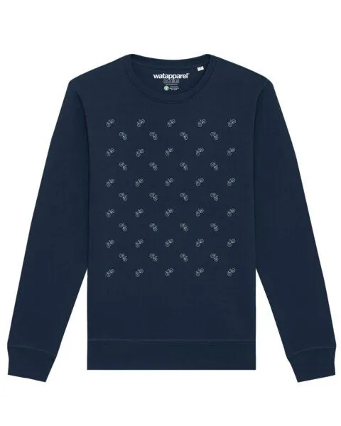 watapparel watapparel Sweatshirt Unisex Fahrräder, French navy, – Produktbild 1 von 3