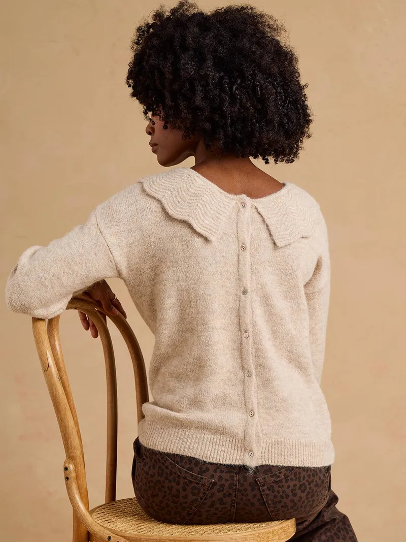 Envie De Fraise Pullover mit Zierkragen für Schwangerschaft & Stillzeit ENVIE DE FRAISE, Beige meliert, – Produktbild 4 von 4