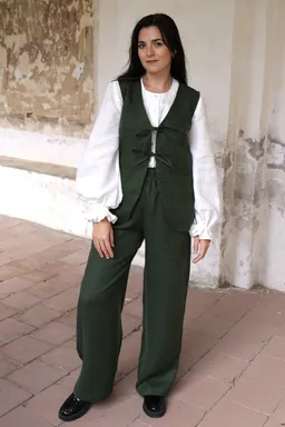 Amber Linen Amber Linen Damen vegan Weste Charlotte Waldgrün – Produktbild 1 von 1