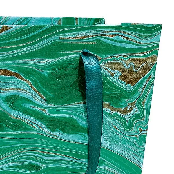 Sundara Sundara Geschenktasche marmoriertes, handgeschöpftes Papier, Smaragdgrün, – Produktbild 2 von 2