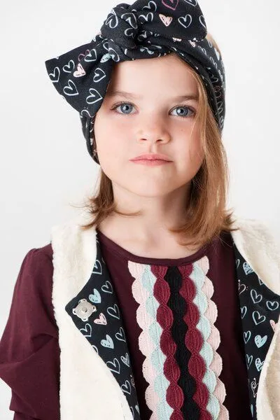 Marraine Kids Marraine Kids Stirnband aus Bio Baumwolle "Cosy", Schwarz/herzchen, – Produktbild 3 von 3