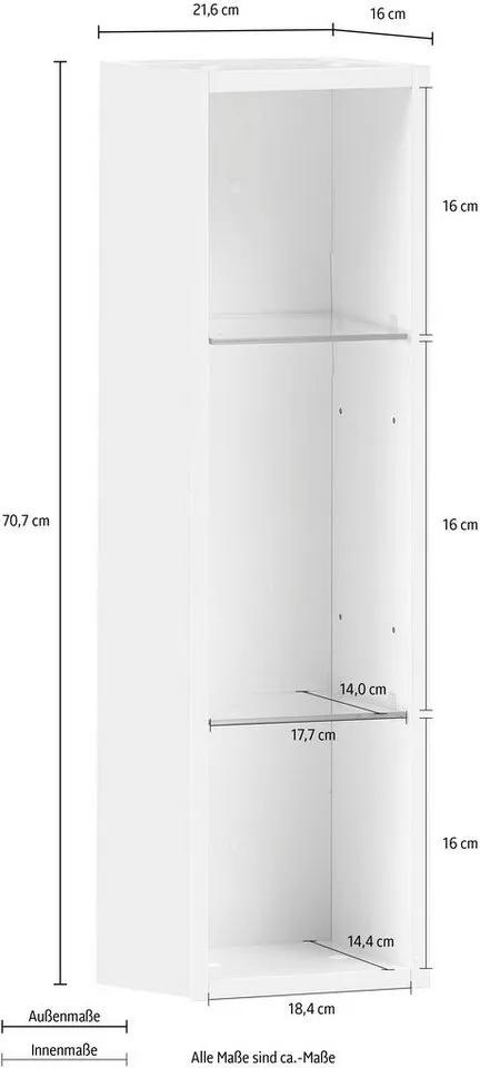 Schildmeyer Wandregal Basic, Wandregal, Made in Germany, B: 21,6 cm, Solide Verarbeitung - Dieses Produkt ist in Deutschland gefertigt, Weiß, – Produktbild 3 von 4