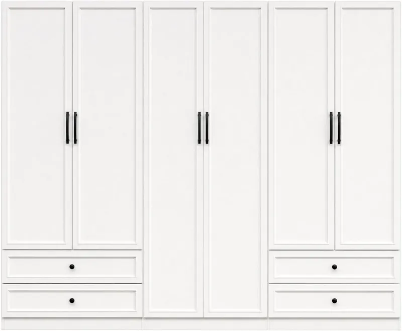 OTTO home Kleiderschrank Arrian 240 cm Weiß, 6-türiger Drehtürenschrank im Landhausstil (mit 4 Schubladen & Organizern, FSC Zertifiziert) XXL STAURAUM FÜR IHR ZUHAUSE – Produktbild 4 von 5