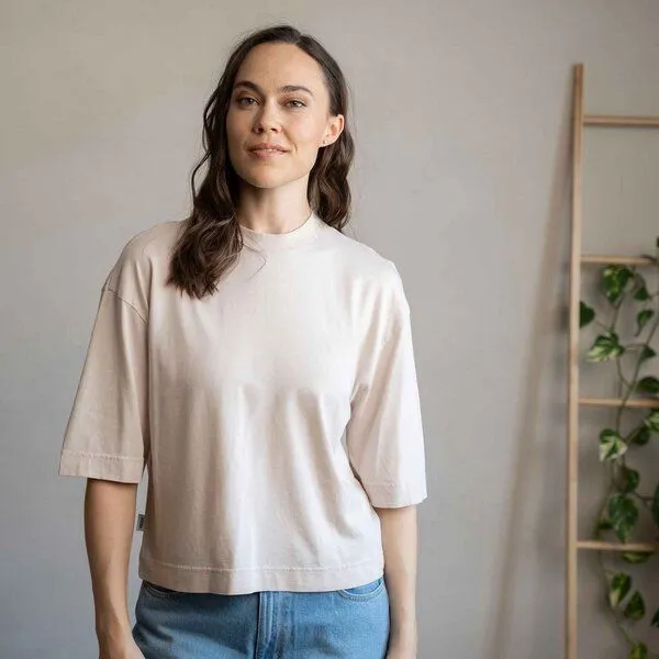 Vresh Clothing Vresh Clothing Vynnia - Oversized T-Shirt mit TENCEL(TM) Modal, Creme, – Produktbild 1 von 3