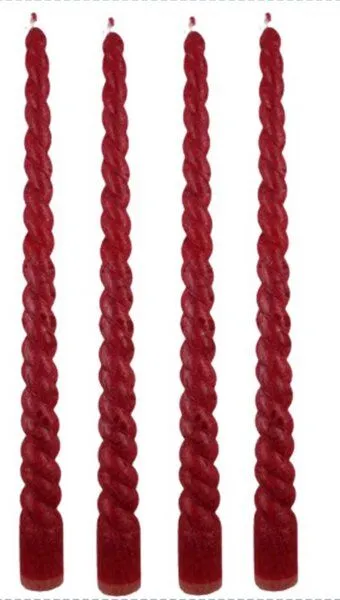 ReineNatur ReineNatur Spiralkerzen aus Olivenwachs – Stabkerzen - 4er Set – H: 26 cm, Ø unten 2 cm, Rot, – Produktbild 1 von 1